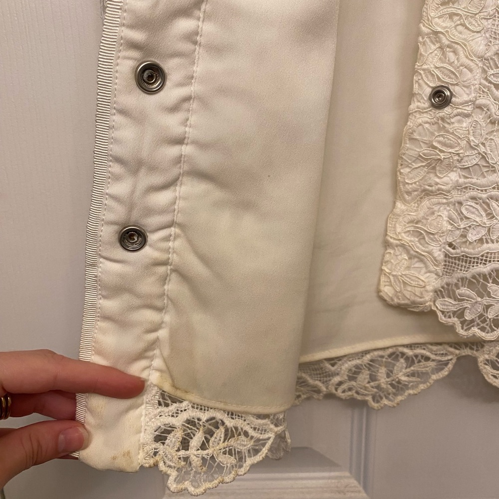 SANDRO Paris: Elegant Lace Button-Down Collared Dress in Ivory S - Picture 5 of 9